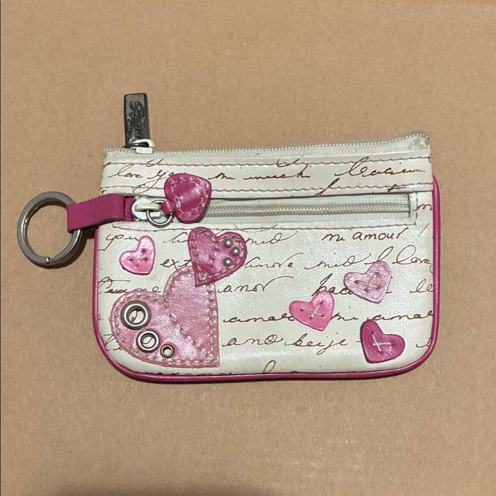 Fossil Cream and Pink Heart Key Holder